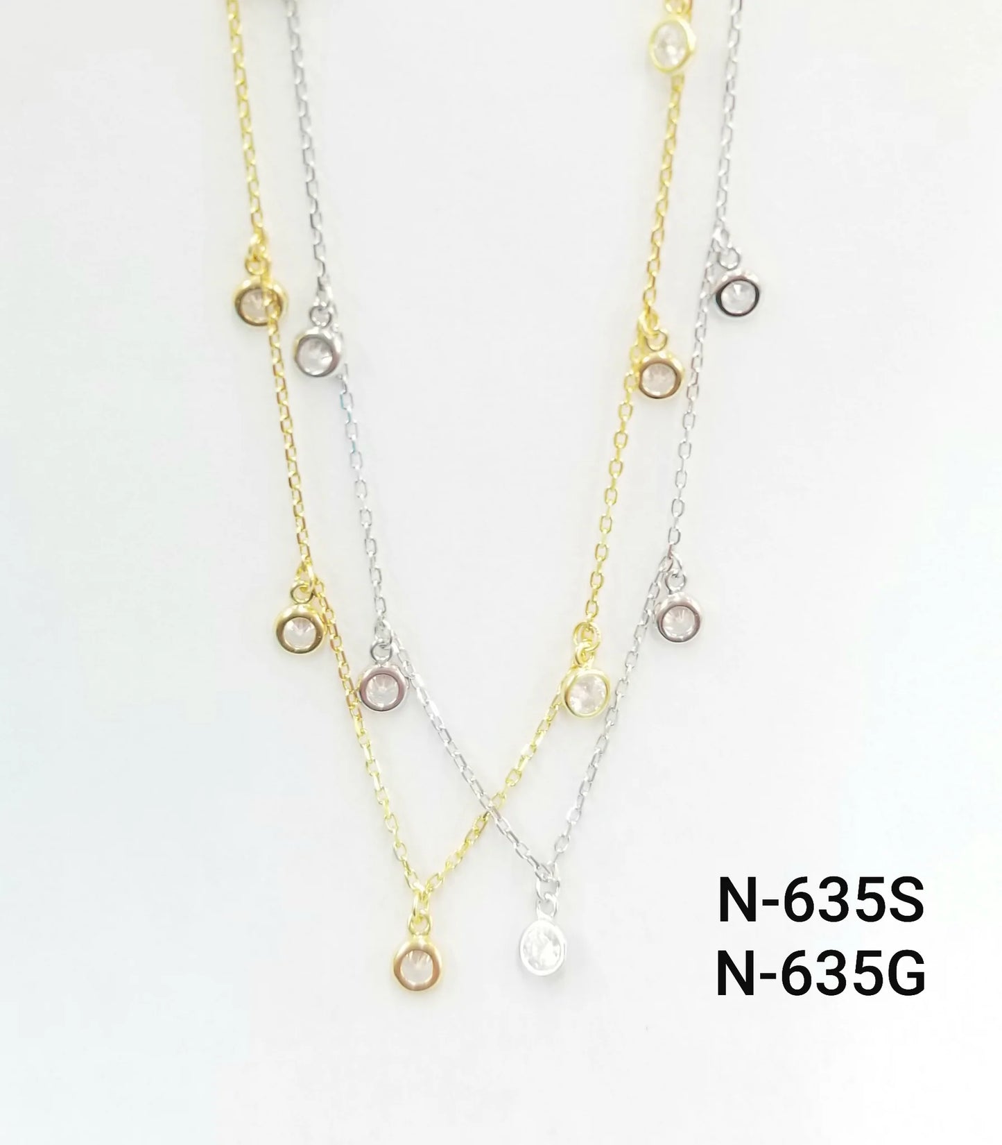 DANGLING CZ BESSEL-Gold Necklace