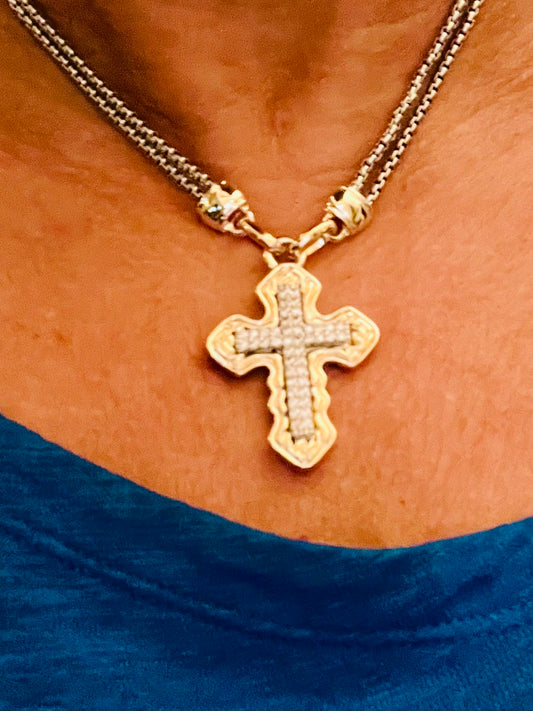 Two Tone Cross Necklace
