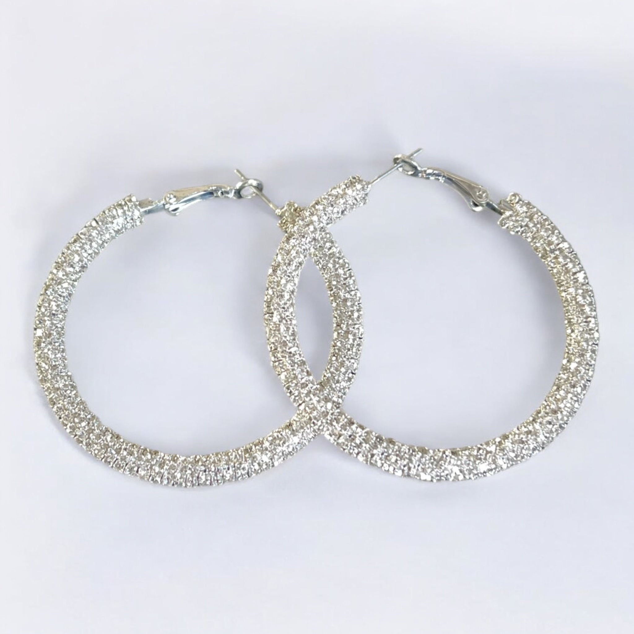 Silver Crystal Tube Earrings