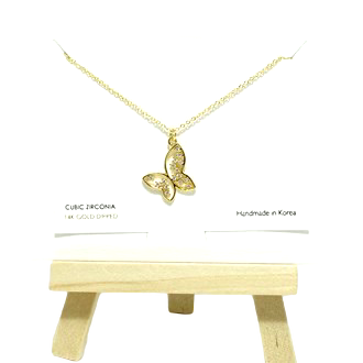 Dainty Butterfly Charm Necklace- Gold